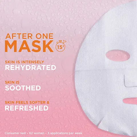 Image 1, AFTER ONE MASK skin is intensely rehydrated, skin is soothed and skin feels softer and refreshed. Image 2, more than 26,000 5 star reviews no1 sheet mask brand in the UK, my skin felt revived refreshed and hydrated, i love this moisture bomb mask and will surely buy again. Image 3, enriched with chamomile extract and hyaluronic acid to hydrate and soothe skin. Image 4, one bottle of serum in a mask. Image 5, 15. Image 6, Cruelty Free INTERNATIONAL TM Leaping Bunny Approved VEGAN FORMULA* No animal derived ingredients or by products Biodegradable by home compost