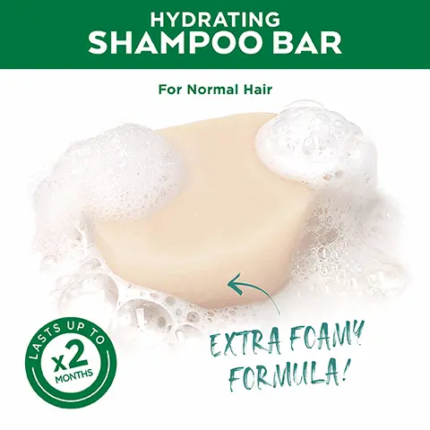 Image 1, hydrating shampoo for normal hair, lasts up to 2x months,extra foam formula. Image 2,HOW TO USE YOUR
SHAMPOO BAR 1 Wet hair & shampoo bar to make it foam 2 Hold the Bar & lather from root to tips. Keep massaging,rinse thoroughly 3 Store in a box or dry place Image 3, cruelty free international all garnier products are offically approved by cruelty free in international under the leaping bunny program
