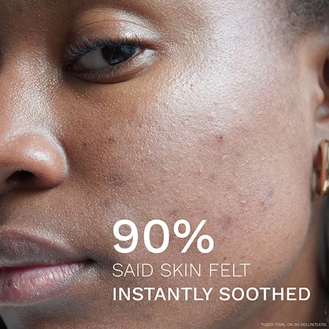 Image 1, 90% said skin felt instantly soothed. Image 2, soothes, nourishes, comforts, non stripping, microbiome friendly, family safe. Image 3, bioactives, blackcurrent seed oil - locks in moisture. sea buckthorn oil defends against dryness. fennel seed extract - protects against free radicals. Image 4, 50% recycled plastic tube and 100% recycled plastic cap. Image 5, step 1 cleanse with gentle cleansing milk. step 2 hydrate with ultra comforting rescue mask. step 3 target with redness relief serum. step 4 repair with overnight recovery balm.