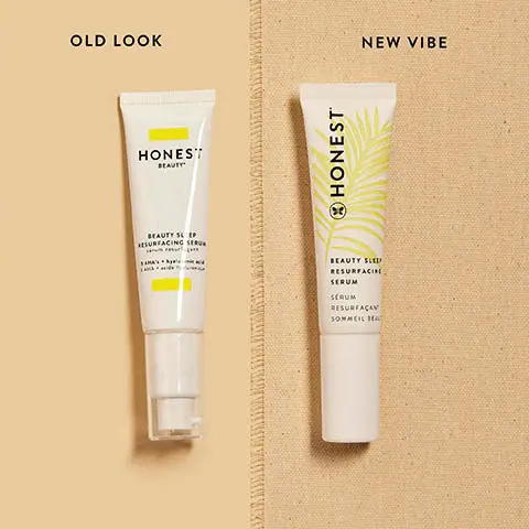 Image 1, old look vs new vibe. Image 2, how to recycle beauty sleep resurfacing serum - take it apart, rinse it out, recycle