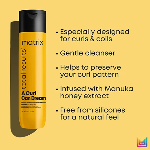 Image 1, especially designed for curls and coils. gentle cleanser, helps to preserve your curl pattern, infused with manuka honey extract, free from silicones for a natural feel. Image 2, rich mask for curls and coils, intensely hydrating mask, helps to preserve your curl pattern, infused with manuka honey extract, free from silicones for a natural feel