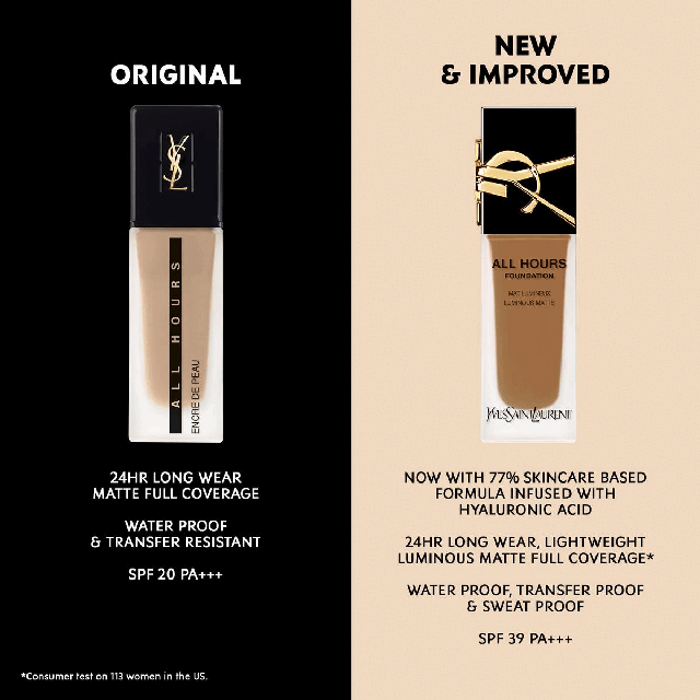 Original to New Improved Packaging. Foundation shades