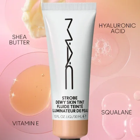 Shea butter, Hyaluronic acid, squalane and Vitamin E