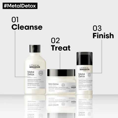 metal detox, 01 = cleanse, 02 = treat, 03 = finish