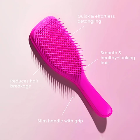 Image 1, Quick & effortless detangling Reduces hair breakage Smooth & healthy-looking hair Slim handle with grip Image 2, 15.5 22.1 23.6 cm cm cm 5.3 cm The Ultimate Detangler Mini Great for small hands 6.6 cm The Ultimate Detangler 7.9 cm The Ultimate Detangler Large Great for Thick & Curly Hair Types