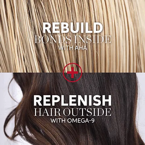 Image 1, REBUILD BONDS INSIDE WITH AHA REPLENISH HAIR OUTSIDE WITH OMEGA-9 Image 2, () (4) PROFESSIONALS WELLATM REPAIR STRENGTH SMOOTHNESS SHINE Image 3, 今 D 今 REPAIR WELLA PROFESSIONALS (1) STRENGTH ULTIMATE REPAIR MOTIONER REVI STEP ypes de 0mL (6.7 F SMOOTHNESS SHINE Image 4, *When using Ultimate Repair Step 3 WELLA ULTIMATE REPAIR REPAIR HAIR DAMAGE IN 90 SECONDS* (INSIDE & OUT)