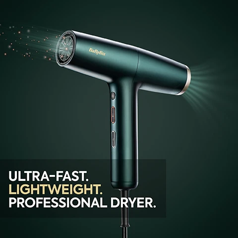 Image 1, ultra fast, lightweight, professional dryer. image 2, anti frizz technology. image 3, high speed digital motor. image 4, super quiet. image 5, 3 air flows, 4 temperatures, inc cold shot. image 6, easy clean, magnetic filter. image 7, lightweight. image 8, slim nozzle for longer thicker hair. image 9, large curl diffuser. image 10, nozzle for curly and wavy hair.