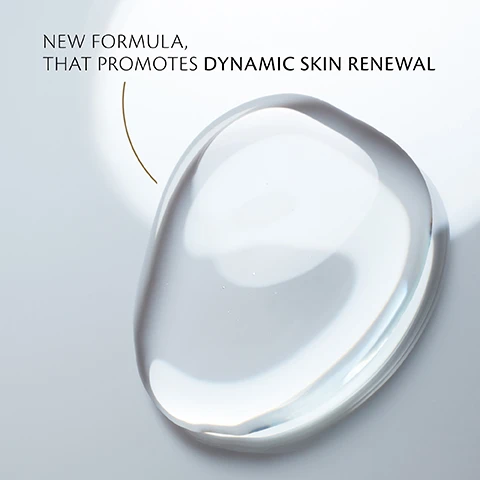 Image 1 - A clear gel-like drop sits on a smooth surface, with the text new formula, that promotes dynamic skin renewal appearing above it.
Image 2 - A woman with clear skin is touching her face and looking directly at the camera, with the text RENEWED SKIN* CONTINUOUS EFFICACY FROM DAY 1 TO 4 WEEKS OF USE in bold letters beside her, while a note below indicates it was clinically tested by 34 women.
Image 3 - Three bottles of Clé de Peau Beauté Le Serum arranged at various angles, showcasing their iridescent design with gold caps.
Image 4 - A woman with light skin and blue eyes holds a bottle of skincare serum, displaying a natural look with minimal makeup, alongside text stating +28% RADIANCE* and -19% LOOK OF FINE LINES*, with a footnote mentioning *In 4 weeks, clinically tested by 34 women.
Image 5 - A reflective skincare serum bottle with a gold cap and a translucent body displays the text REfillable and features an icon illustrating refillable components alongside the words clé de peau BEAUTÉ and LE SERUM THE SERUM.