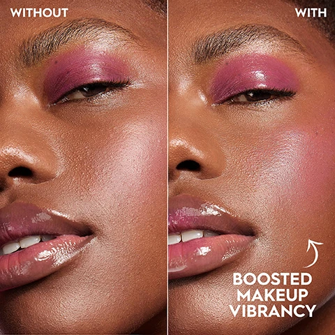 Image 1 - A close-up of a womans face split into two sections; the left side shows makeup without enhancement, and the right side shows makeup with enhanced vibrancy alongside the text BOOSTED MAKEUP VIBRANCY.
Image 2 - An image of a pink spray bottle labeled all nighter with text that reads HYALURONIC ACID + WATERMELON EXTRACT, along with check marks next to JUICY SKIN, ALL-DAY HYDRATION, and REFRESHING SCENT on a pink background with water droplets.
Image 3 - Two women posing with a pink background, one with curly hair holding a pink spray bottle and the other with short hair holding a black spray bottle; visible text reads JUICY SKIN ALL DAY? THATS THE TEA.
Image 4 - A close-up image of a woman holding a slice of watermelon next to her face, with purple eye makeup and glossy lips, and the text FRESH WATERMELON SCENT displayed at the bottom.
Image 5 - A woman with curly hair is holding a spray bottle and spraying a fine mist towards her face, with a bright pink background and the text MICRO-FINE MIST visible near her.
Image 6 - A woman with glowing skin and a subtle pink makeup look is holding a pink spray bottle labeled Urban Decay All Nighter, with the text Hydrated, Bouncy Skin visible at the bottom of the image.
Image 7 - Four mini spray bottles of Urban Decays All Nighter products are displayed, labeled Hyaluronic, The Original, Vitamin C, and Ultra Matte.
Image 8 - A collage of four diverse models showcasing different makeup finishes, with labels for each finish including Real Skin Finish, Brightened, Radiant Finish, Matte Finish, Glowy Finish, Dewy, Hydrated Finish, and text at the bottom reading Find Your Finish.
Image 9 - Image of two spray bottles labeled as all nighter with a pink background, one larger bottle marked FULL SIZE 118ML and a smaller one labeled TRAVEL SIZE 30ML, both featuring green text and icons for hyaluronic acid and watermelon.