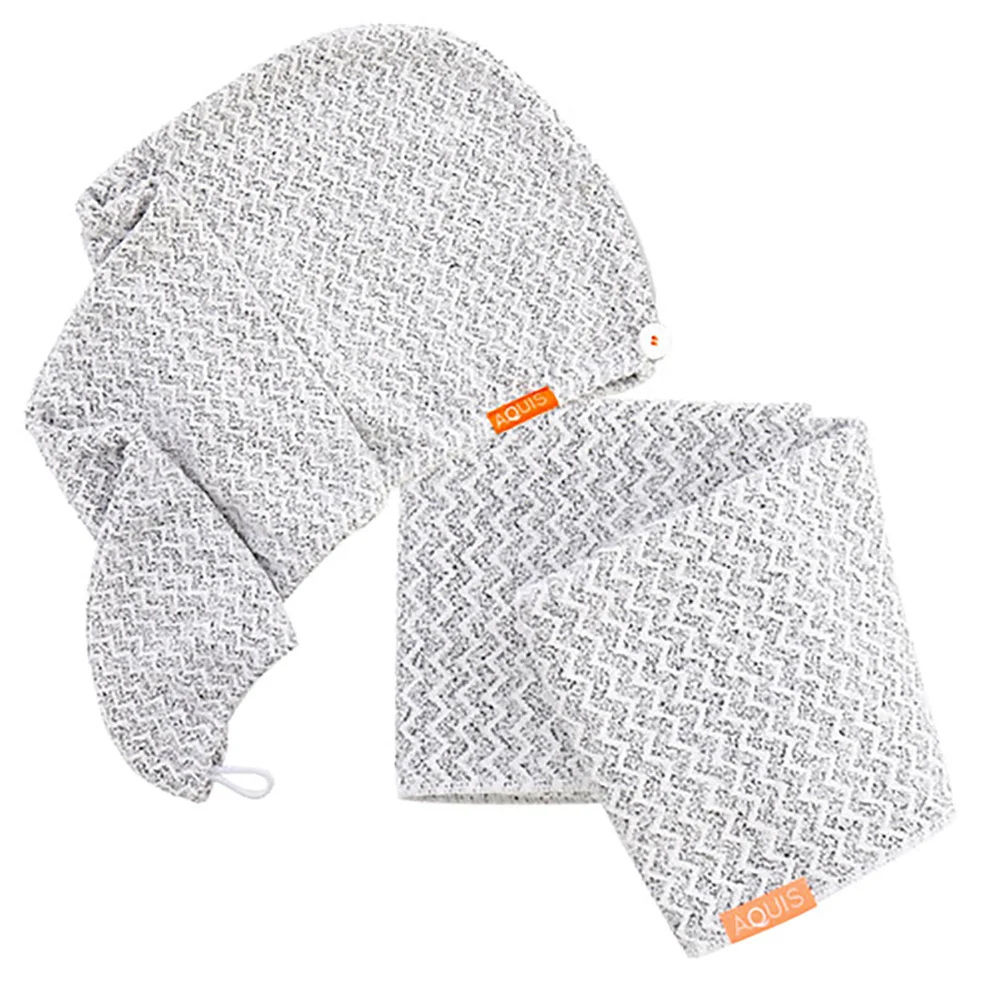 Aquis Lisse Luxe Hair Turban and Hair Towel - Chevron Immagine 1