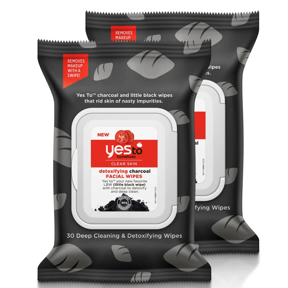yes to Tomatoes Clear Skin Detoxifying Charcoal Facial Wipes (Pack of 2) Immagine 1