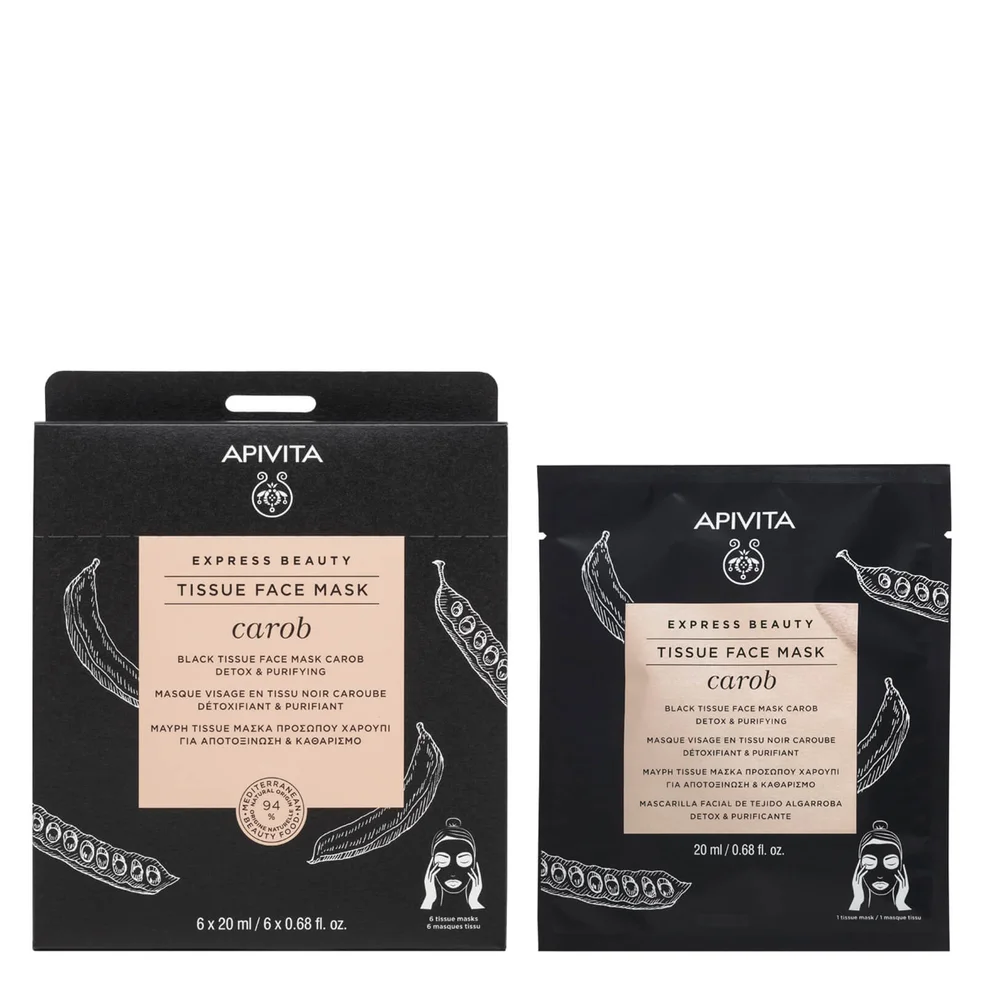 APIVITA Express Beauty Black Tissue Face Mask Detox and Purifying with Carob 20ml Immagine 1
