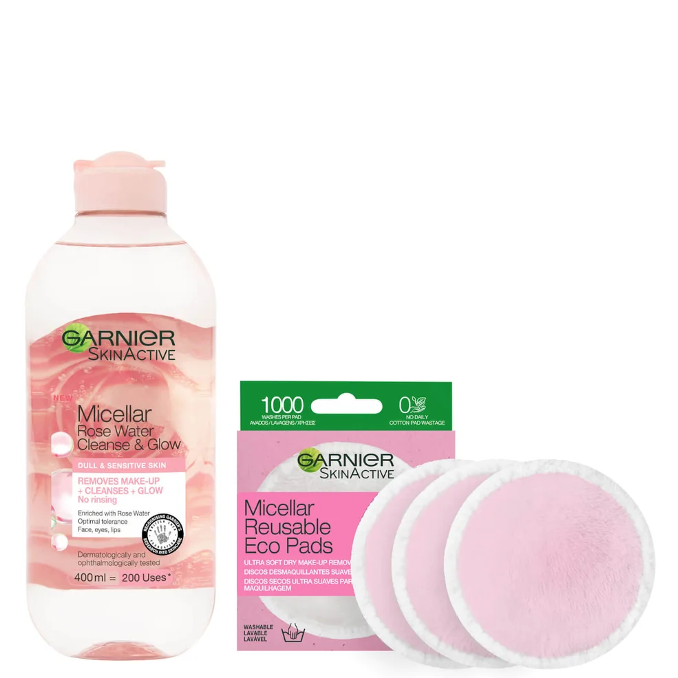 Garnier Makeup Remover Eco Pads and Rose Micellar Water Duo Set Immagine 1