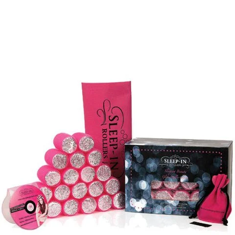 Sleep In Rollers Pink Glitter Gift Set (20 rollers, DVD plus kirby grips in iconic tote bag) Immagine 1