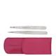 Tweezerman Set Pinzette in Custodia in Pelle - Rosa