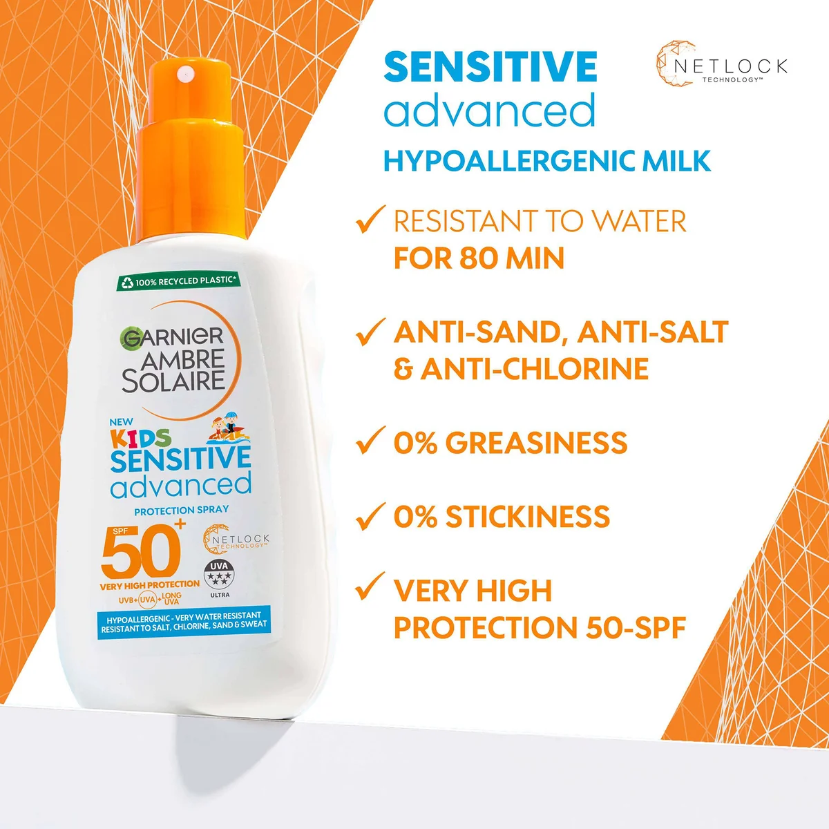 Garnier Ambre Solaire Advanced Sensitive Latte Solare SPF50+ 175ml 175 Garnier Ambre Solaire Advanced Sensitive Latte Solare SPF50+ 175ml 175