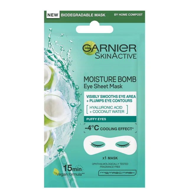 Garnier Maschera Contorno Occhi Idratante Rimpolpante in Tessuto con Acido Ialuronico e Acqua di Cocco 6 g