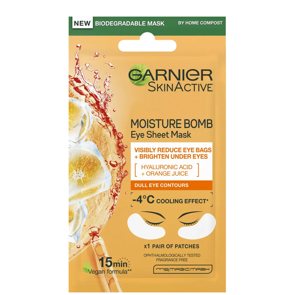 Garnier Maschera Contorno Occhi Idratante e Illuminante in Tessuto con Acido Ialuronico e Succo d'Arancia 6 g Immagine 1