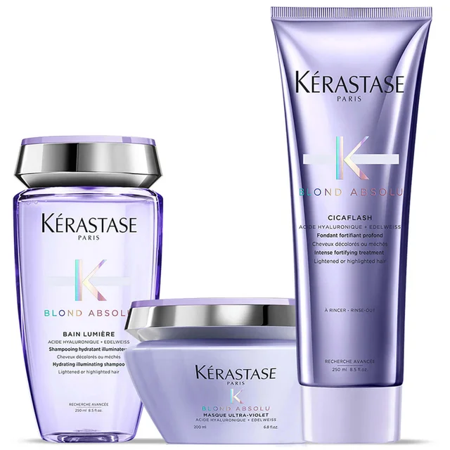 Kérastase Blond Absolu Lumiere trio shampoo, balsamo e maschera illuminanti per capelli biondi