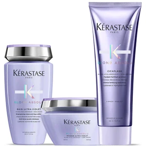 Kérastase Blond Absolu Ultra Violet trio shampoo, maschera e balsamo neutralizzanti per capelli biondi e grigi - undefined undefined
