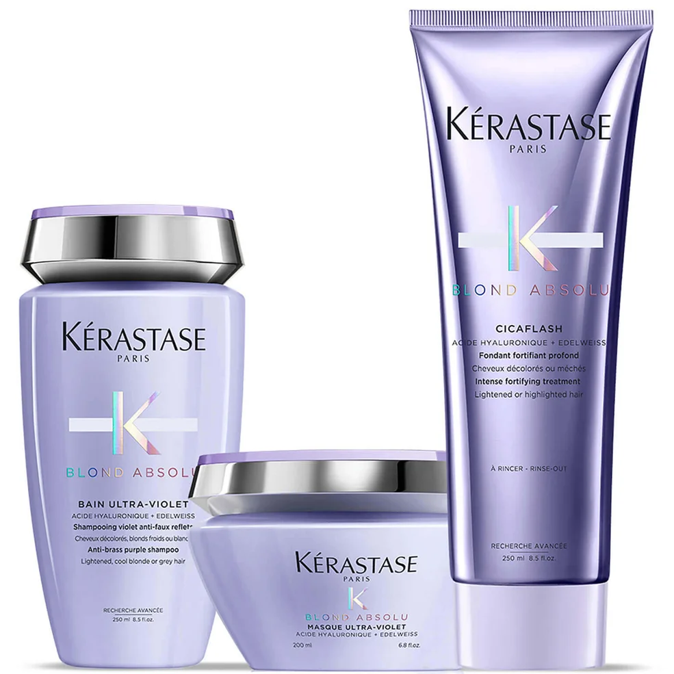 Kérastase Blond Absolu Ultra Violet trio shampoo, maschera e balsamo neutralizzanti per capelli biondi e grigi Immagine 1