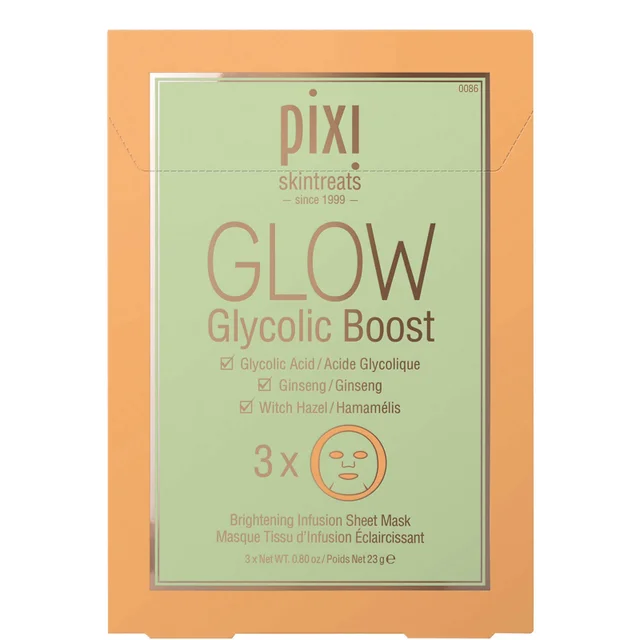 PIXI GLOW maschera in tessuto booster di acido glicolico (confezione da 3)