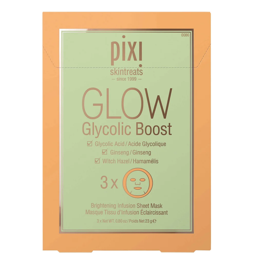 PIXI GLOW maschera in tessuto booster di acido glicolico (confezione da 3) Immagine 1
