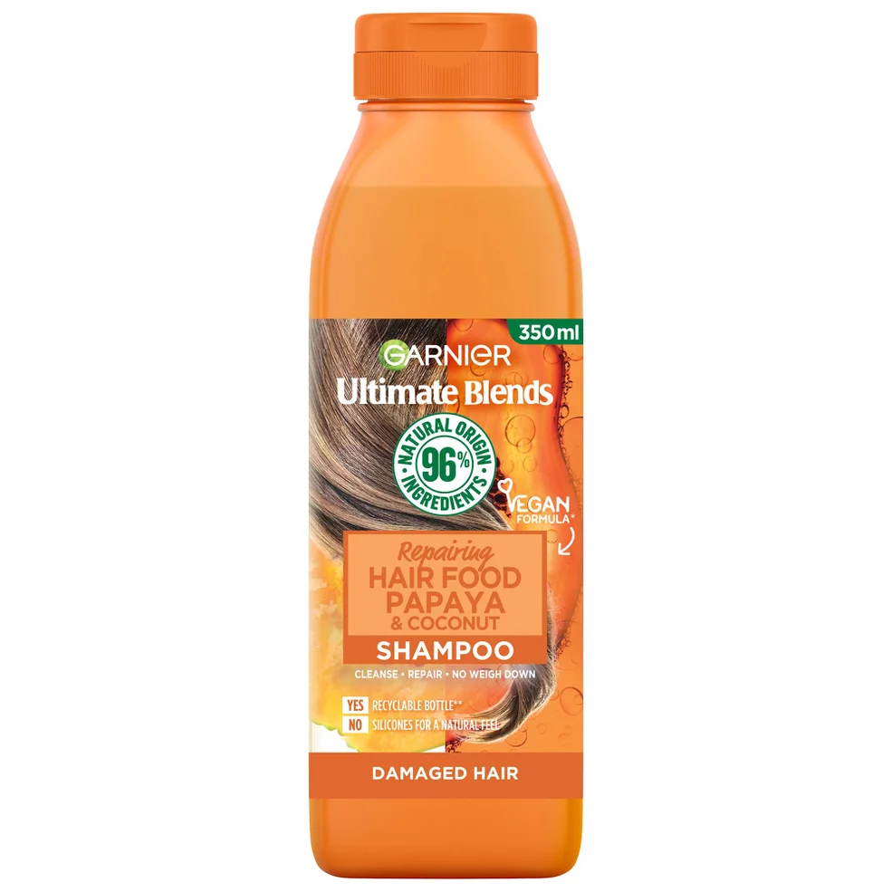 Garnier Ultimate Blends Hair Food Papaya Shampoo Rigenerante per Capelli Danneggiati 350 ml Immagine 1