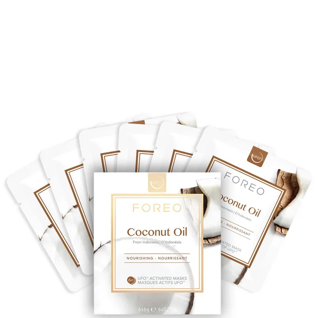 FOREO Coconut Oil Nourishing Maschera Viso per UFO/UFO per Pelle Secca (6 pezzi)