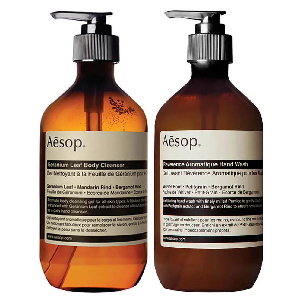 Aesop Geranium Cleanser and Reverence Hand Wash Duo Immagine 1