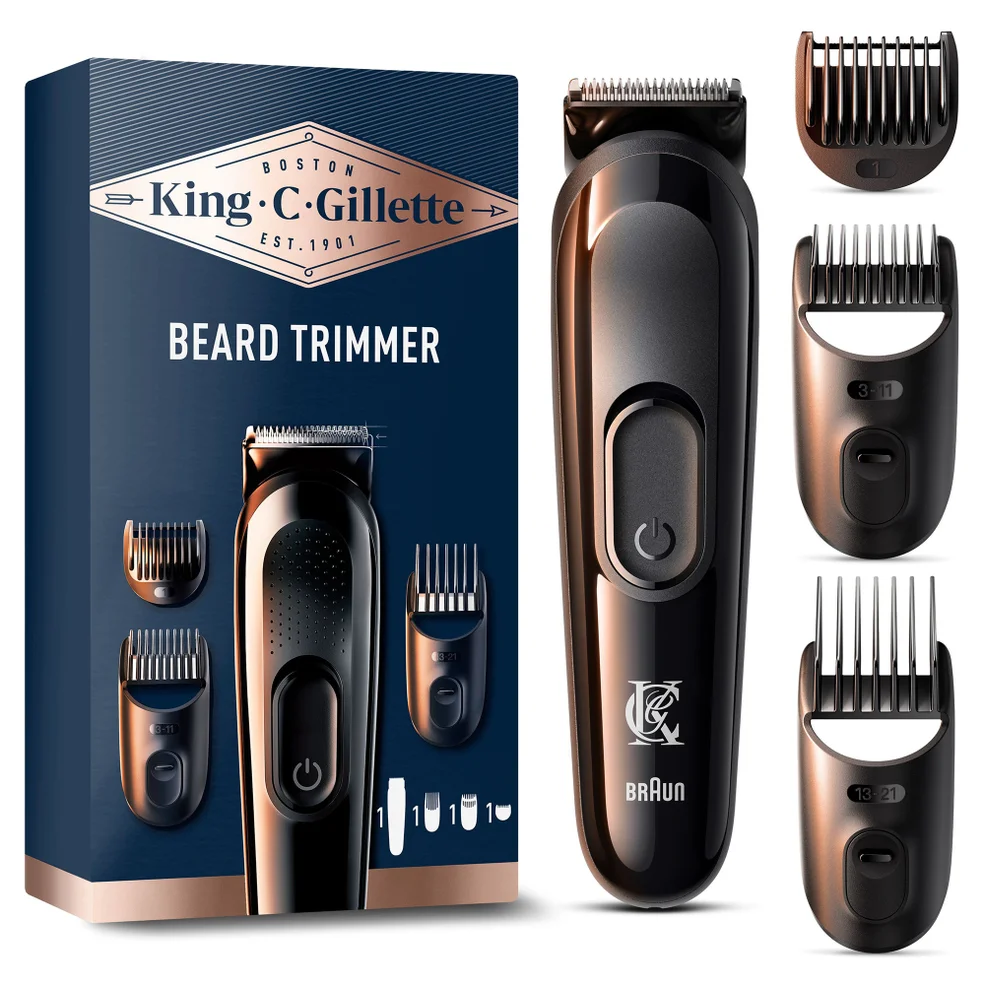 Gillette King C. Gillette Men's Wireless Beard Trimmer with 3 Combs Immagine 1