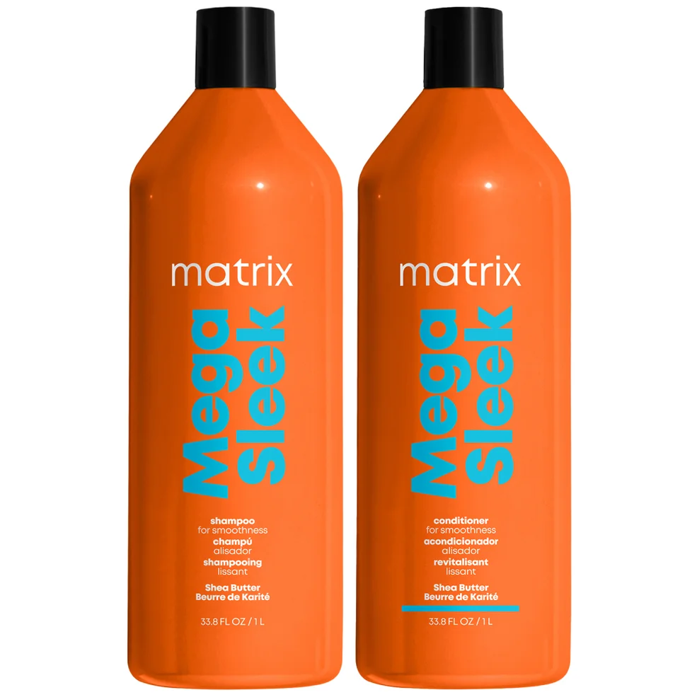 Matrix Total Results Mega Sleek Shea Butter Smoothing Shampoo and Conditioner 1000ml Duo for Frizzy Hair Immagine 1
