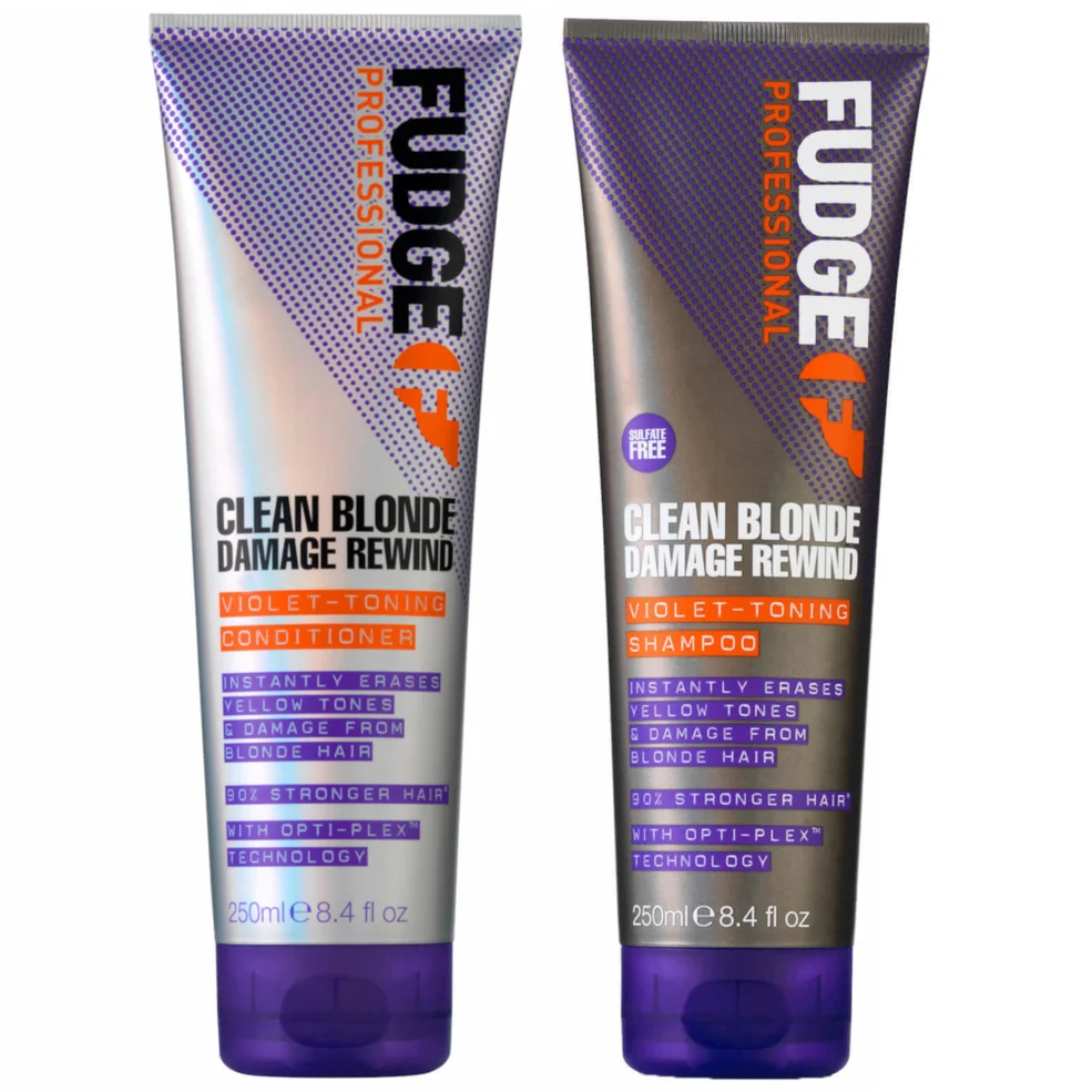 Fudge Professional Clean Blonde Damage Rewind Violet-Toning Shampoo and Conditioner Bundle 250ml Immagine 1