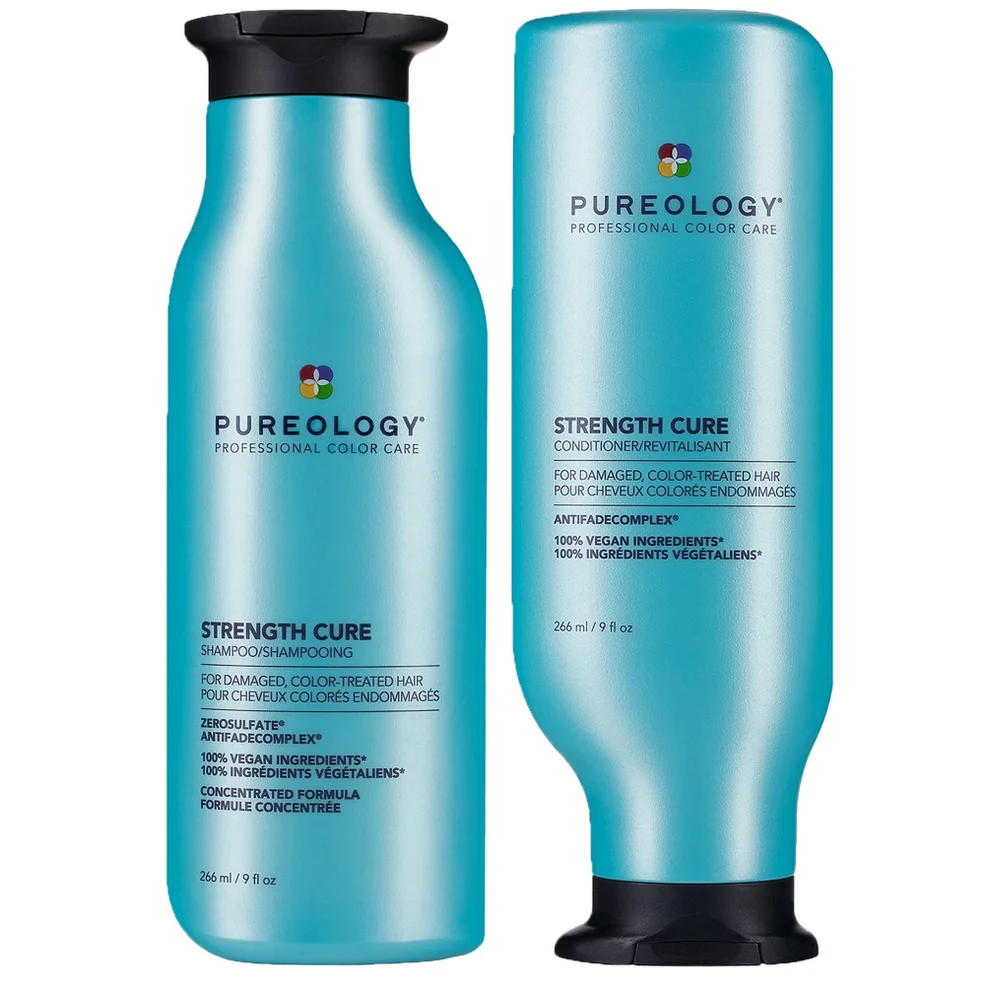Pureology Strength Cure Shampoo and Conditioner Bundle for Damaged Hair, Sulphate Free for a Gentle Cleanse with Vegan Formulas Immagine 1