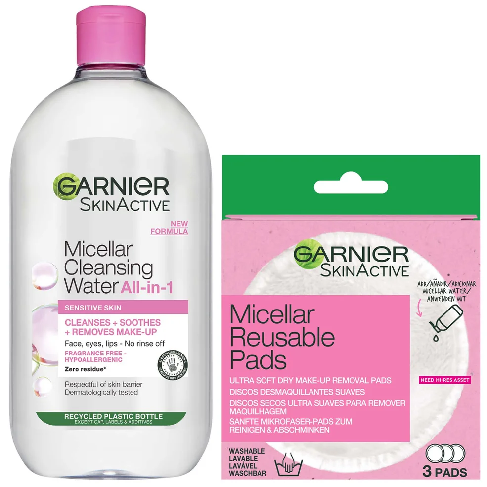 Garnier Makeup Remover Eco Pads and 700ml Micellar Water Duo Set Immagine 1