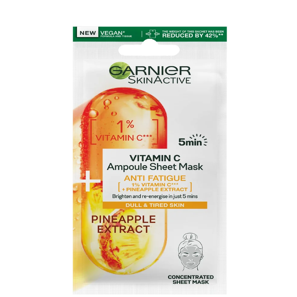 Garnier SkinActive Anti Fatigue Ampoule Sheet Mask - Ananas e 1% Vitamina C 15g Immagine 1