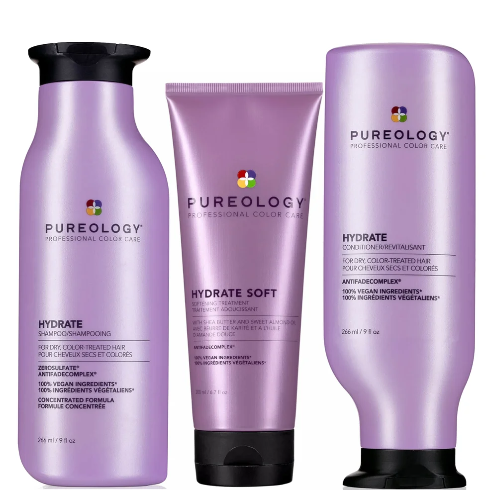 Pureology Hydrate Shampoo, Conditioner and Soft Mask, Moisturising Bundle for Dry Hair, Sulphate Free for a Gentle Cleanse Immagine 1