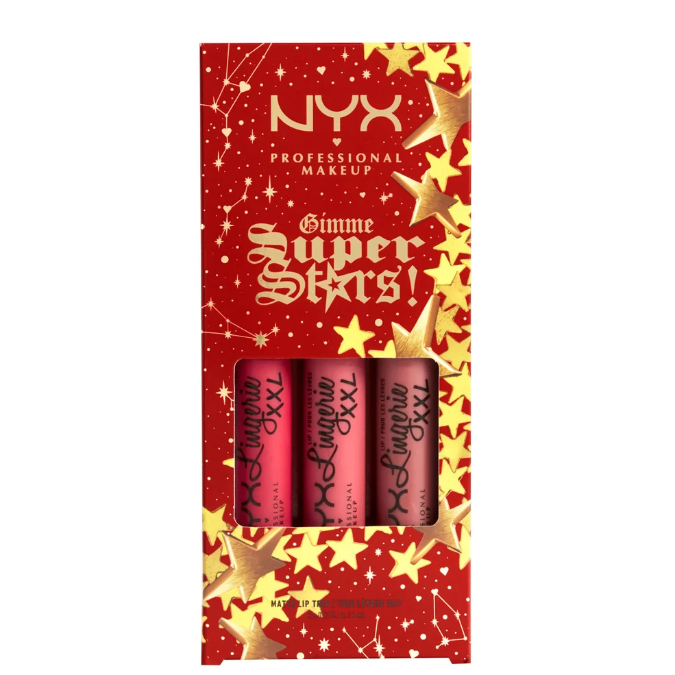 NYX Professional Makeup Gimme Super Stars! Matte Lipstick Trio Warm Berries Set Regalo Immagine 1