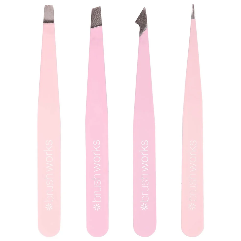 Brushworks HD Set di 4 pinzette per Sopracciglia - Rosa Immagine 1