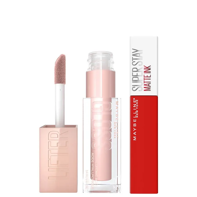 Maybelline Lifter Gloss e Superstay Matte Ink Lipstick Bundle (varie tonalità)