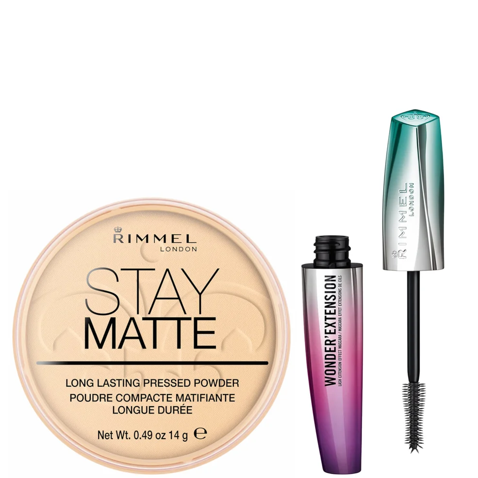 Rimmel Stay Matte Pressed Powder and Wonder Extension Mascara Bundle Immagine 1
