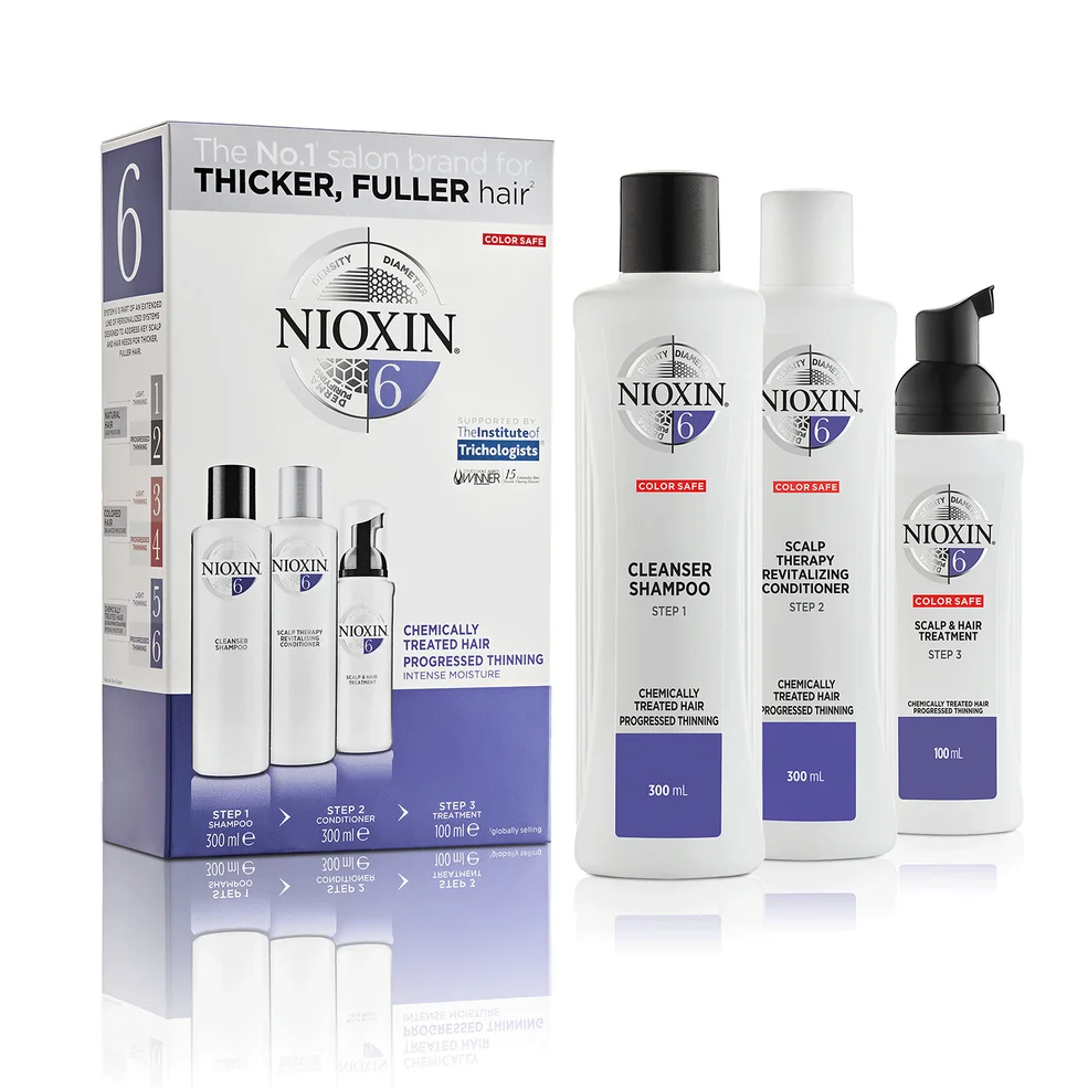 Nioxin Kit System 6 per capelli decolorati / trattati chimicamente e con diradamento avanzato, formato grande Immagine 1
