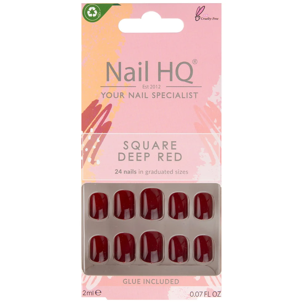 Nail HQ Square Nails Deep Red (24 Pieces) Immagine 1