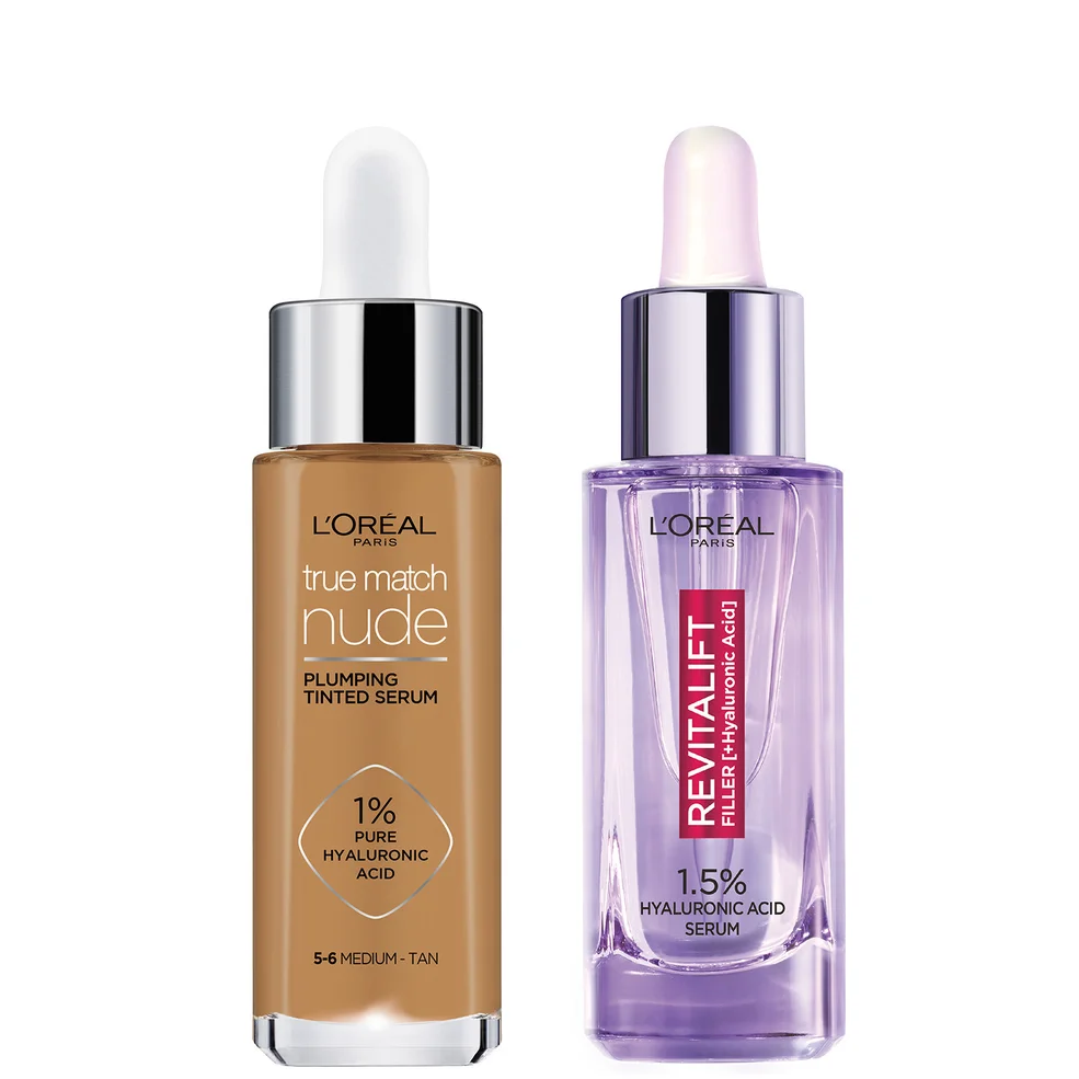 L'Oreal Paris Hyaluronic Acid Revitalift Filler Serum and True Match Tinted Serum Duo (Various Shades) Immagine 1