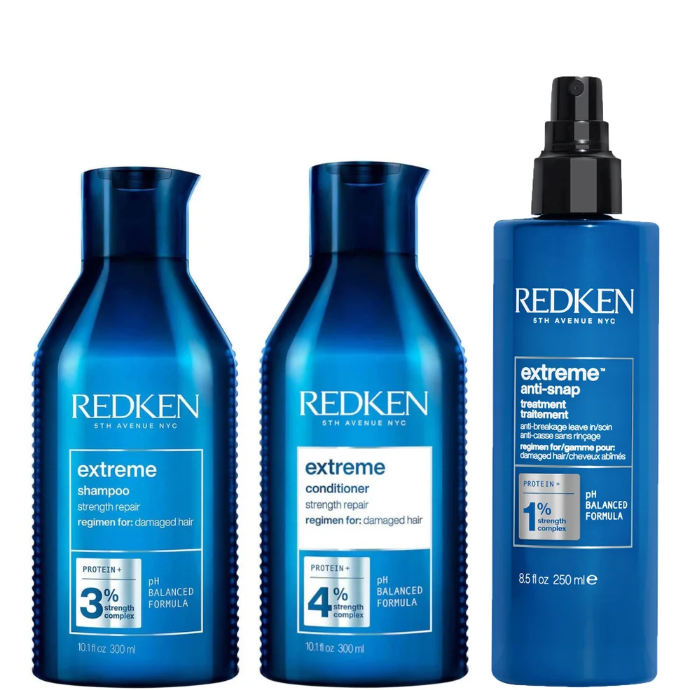 Redken Extreme Shampoo, Conditioner and Anti-Snap Leave-in Treatment Strength Repair Bundle for Damaged Hair Immagine 1