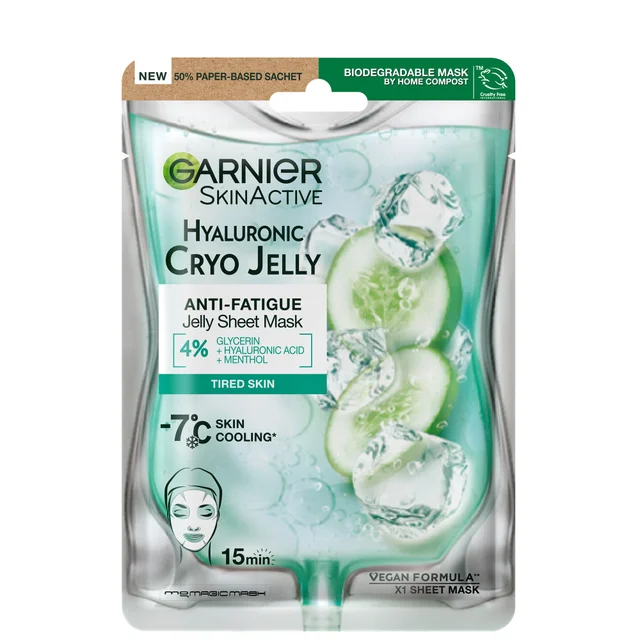 Garnier Cryo Jelly Maschera Viso Anti-fatica con Acido Ialuronico e Cetriolo 27 g
