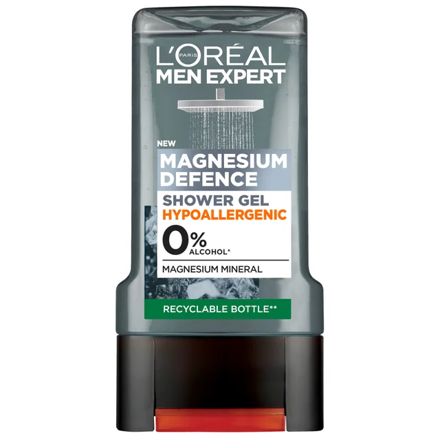 L'Oréal Paris Men Expert Magnesium Defence Gel Doccia Ipoallergenico per Pelle Sensibile 300 ml