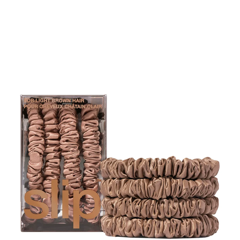 Slip Pure Silk Skinny Scrunchies - Light Brown Immagine 1