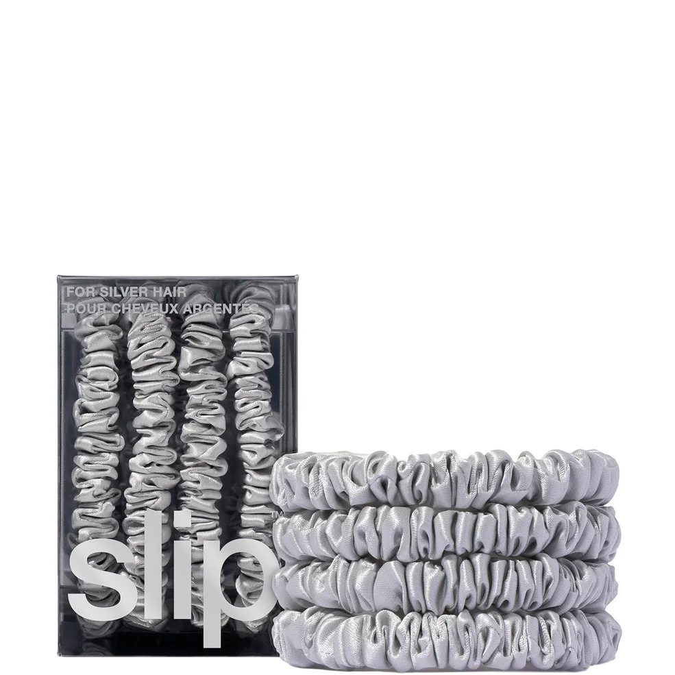 Slip Pure Silk Skinny Scrunchies - Silver Immagine 1