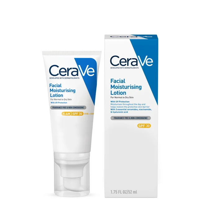 CeraVe AM Lozione Idratante per il Viso SPF 30 con Ceramidi per Pelle da Normale a Secca 52 ml